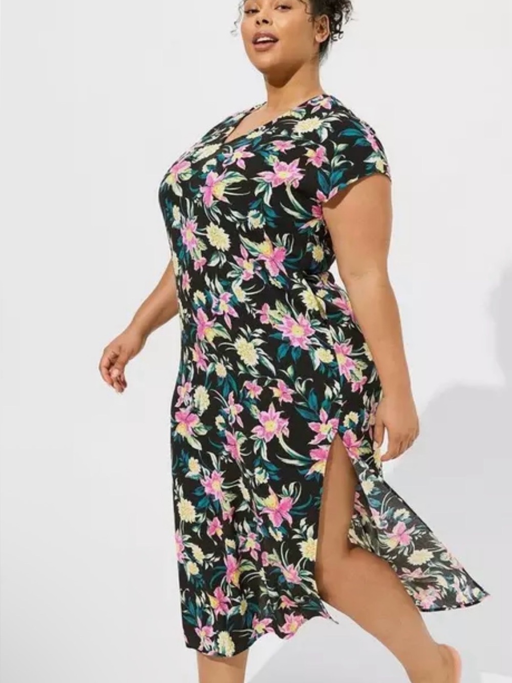 Torrid Maxi Washable Gauze Side Slits Caftan Cover-Up Dress